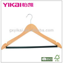 Good quality wooden shirt hangers with round bar and pvc tube and notches